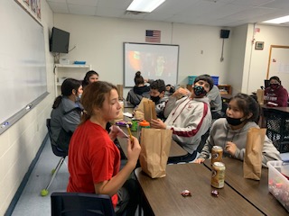 Halloween fun (masks are not worn when students are eating)