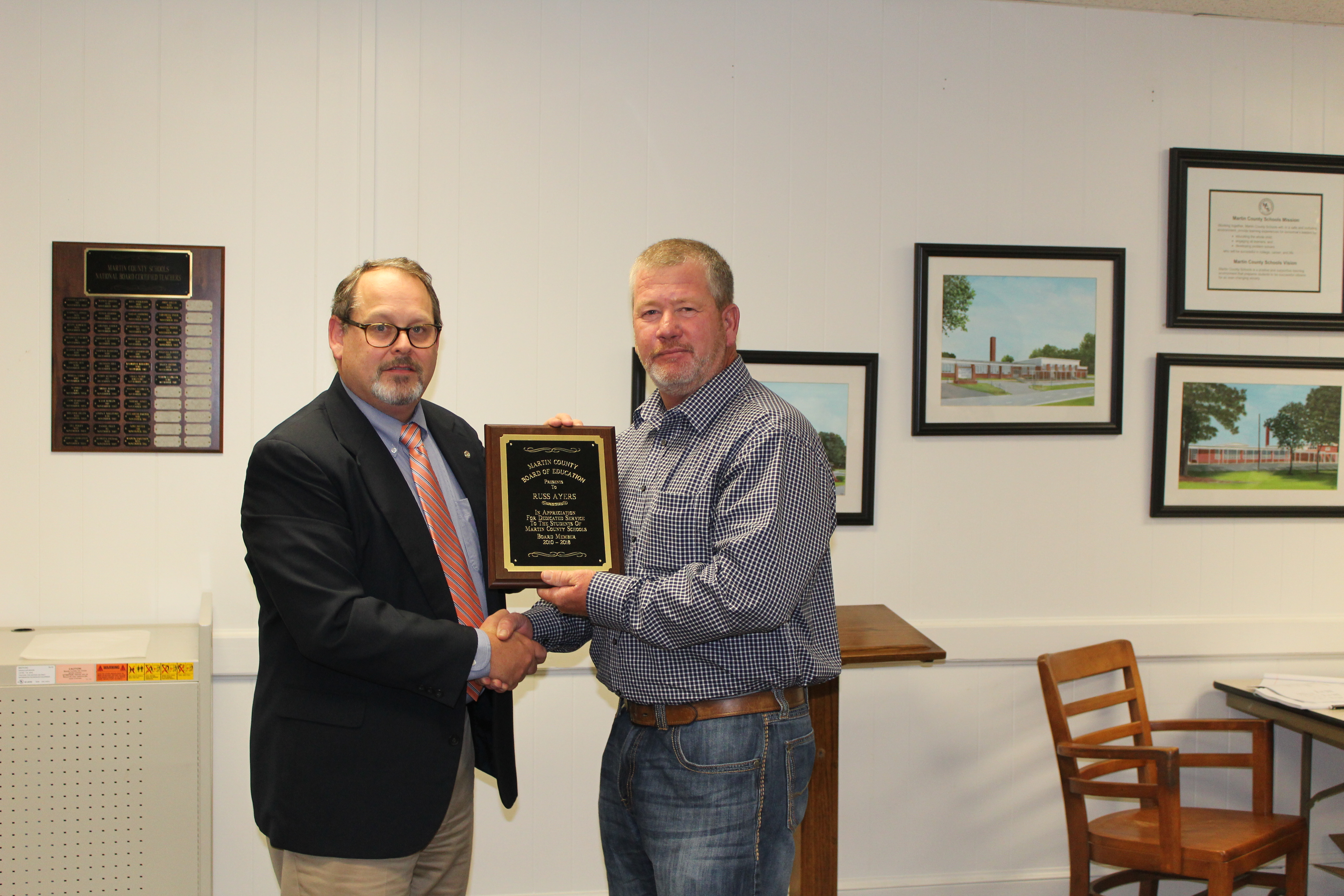 Board Member Mr. Russ Ayers received "Years of Service" Award.