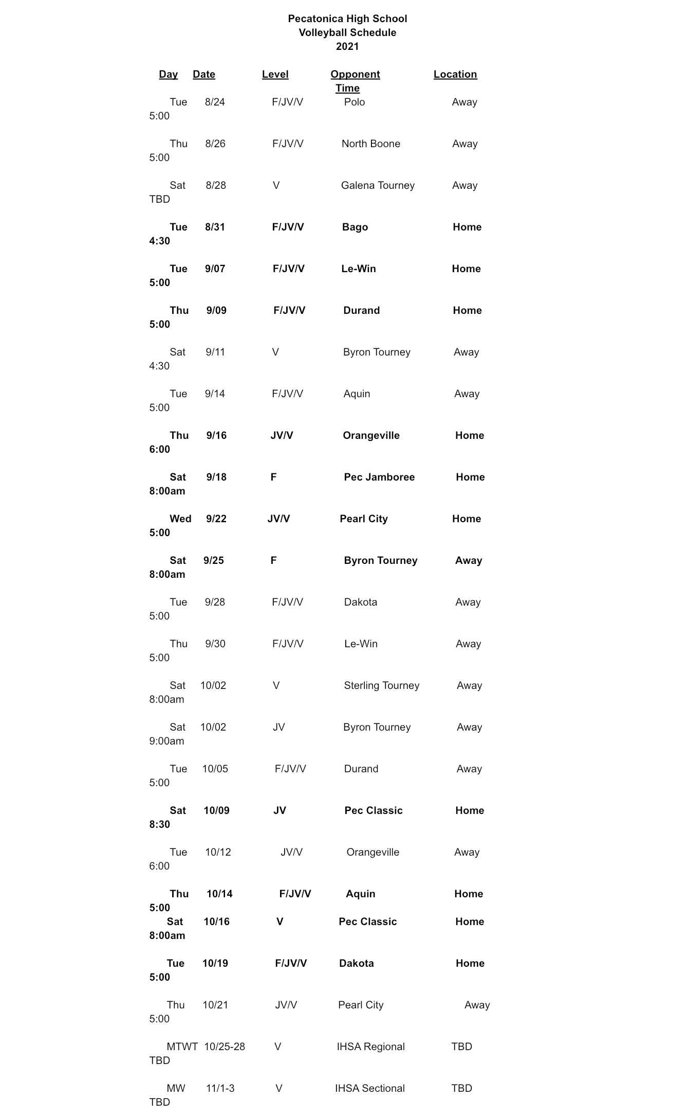 Volleyball | Pecatonica CUSD 321