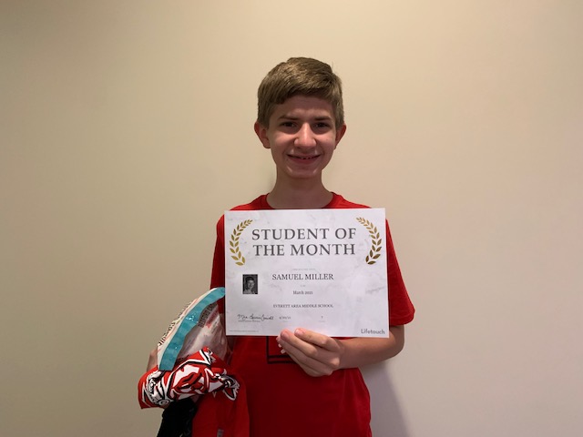 7th Grade March Student Of The Month - Samuel Miller