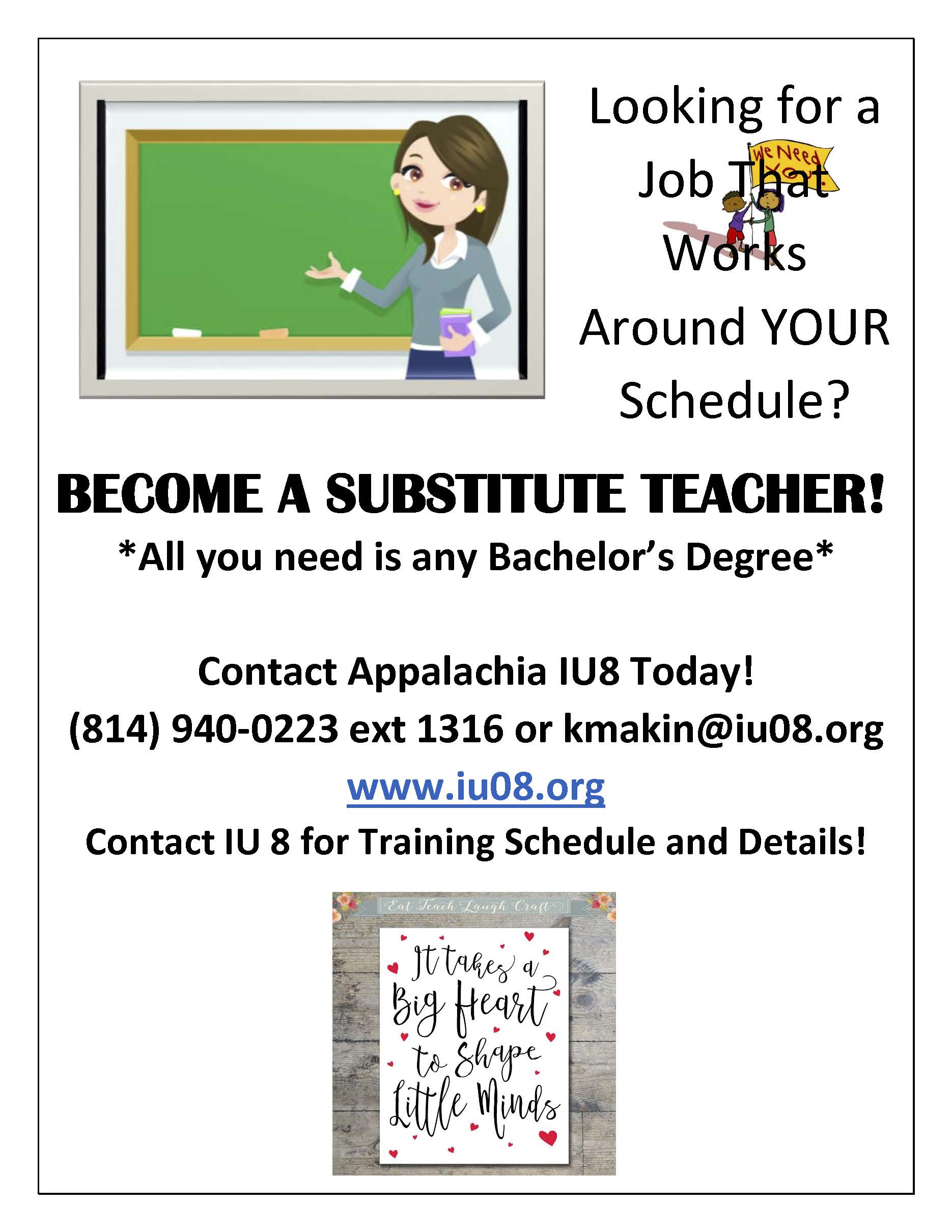 flyer with information about becoming a substitute teacher