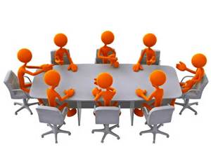 PEOPLE SITTING AROUND MEETING TABLE CLIP ART
