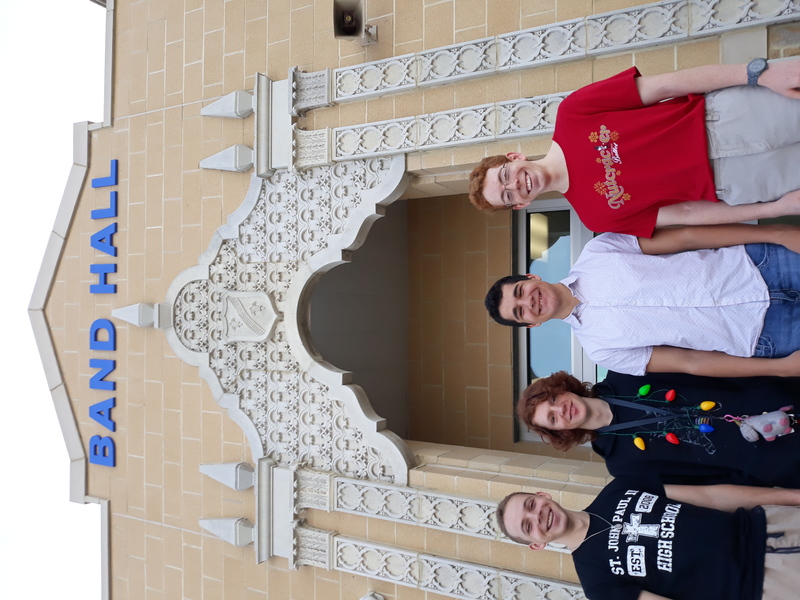 STUDENTS IN FRONT OF BAND HALL