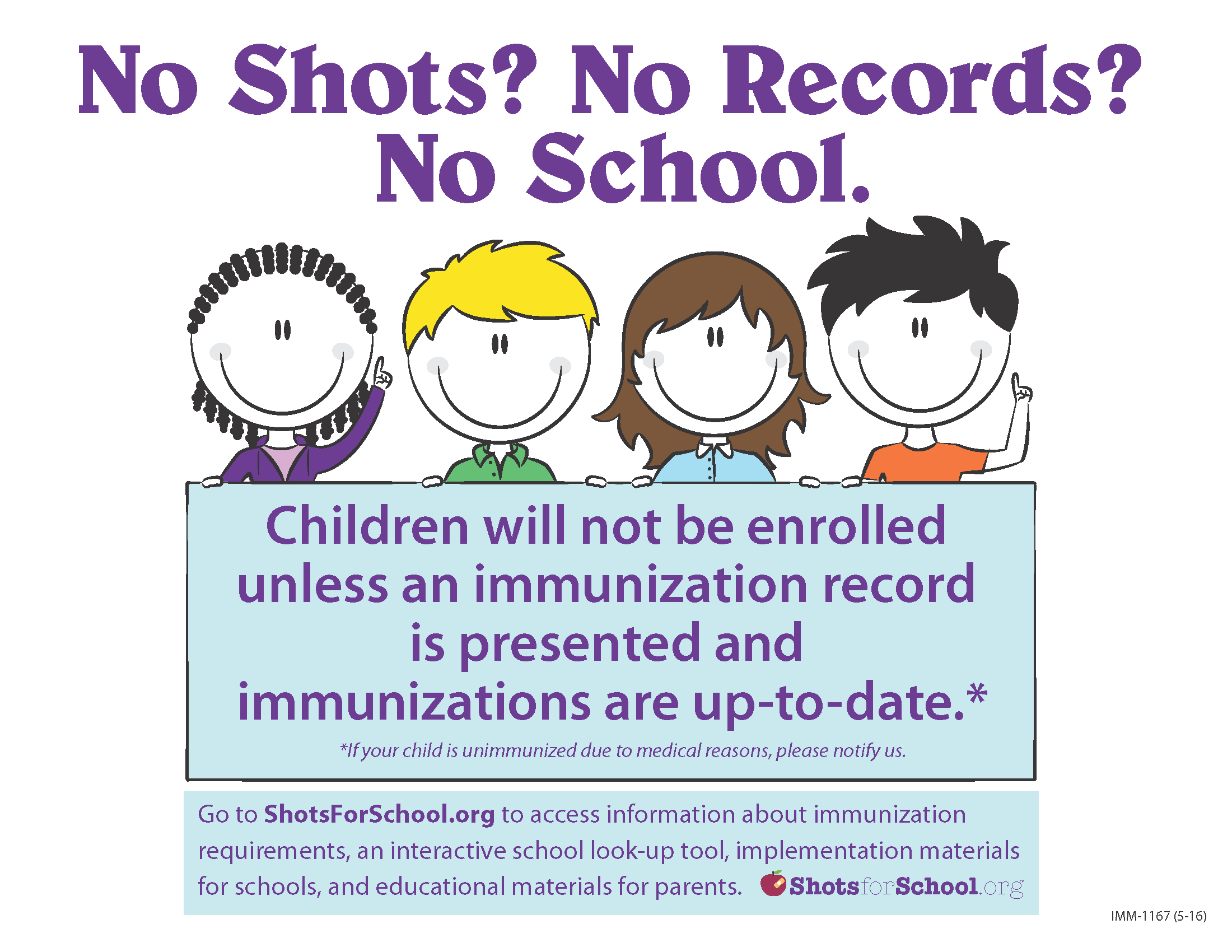 NO SHOTS? NO RECORDS? NO SCHOOL.