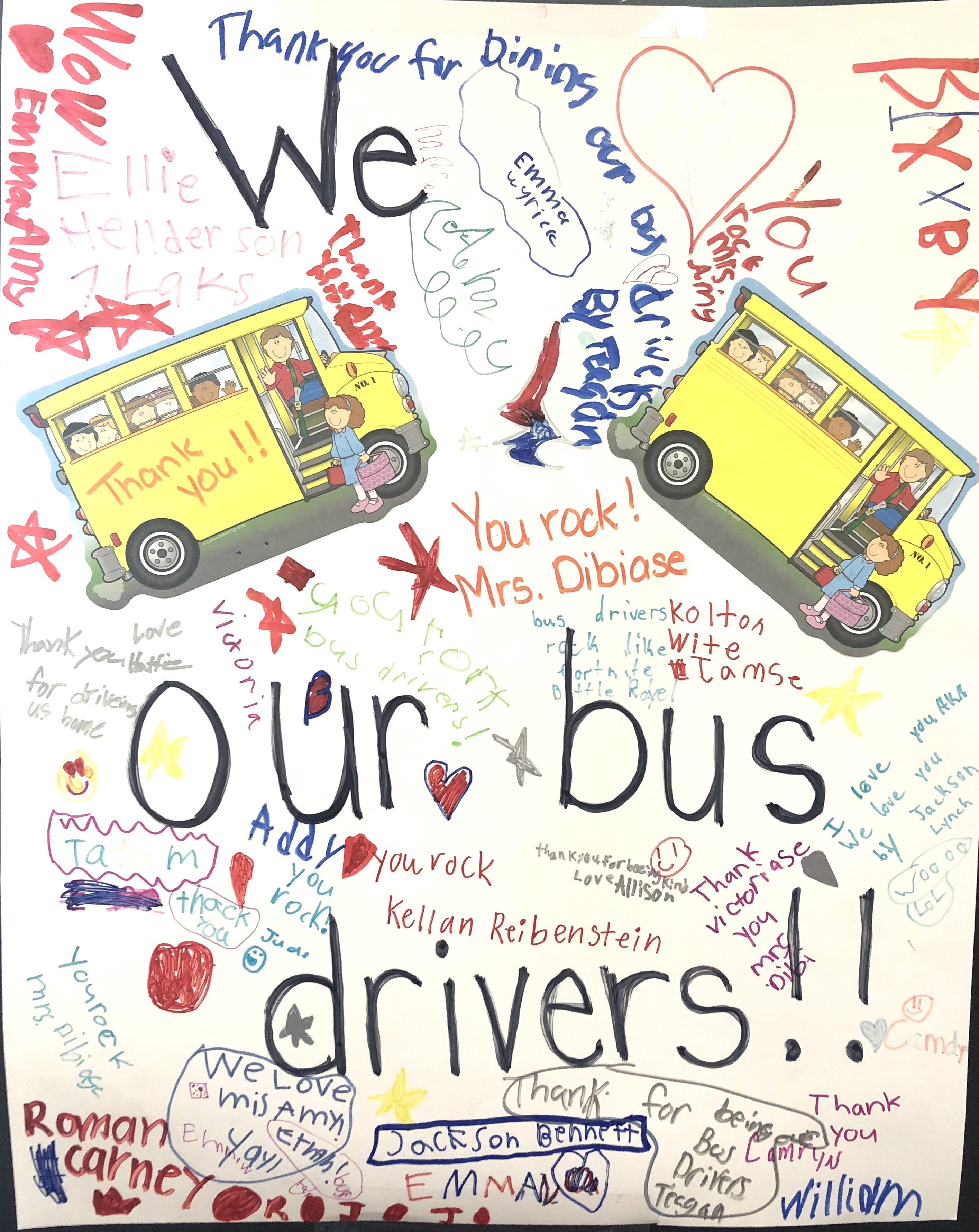 A photo of a transportation collage the students create.