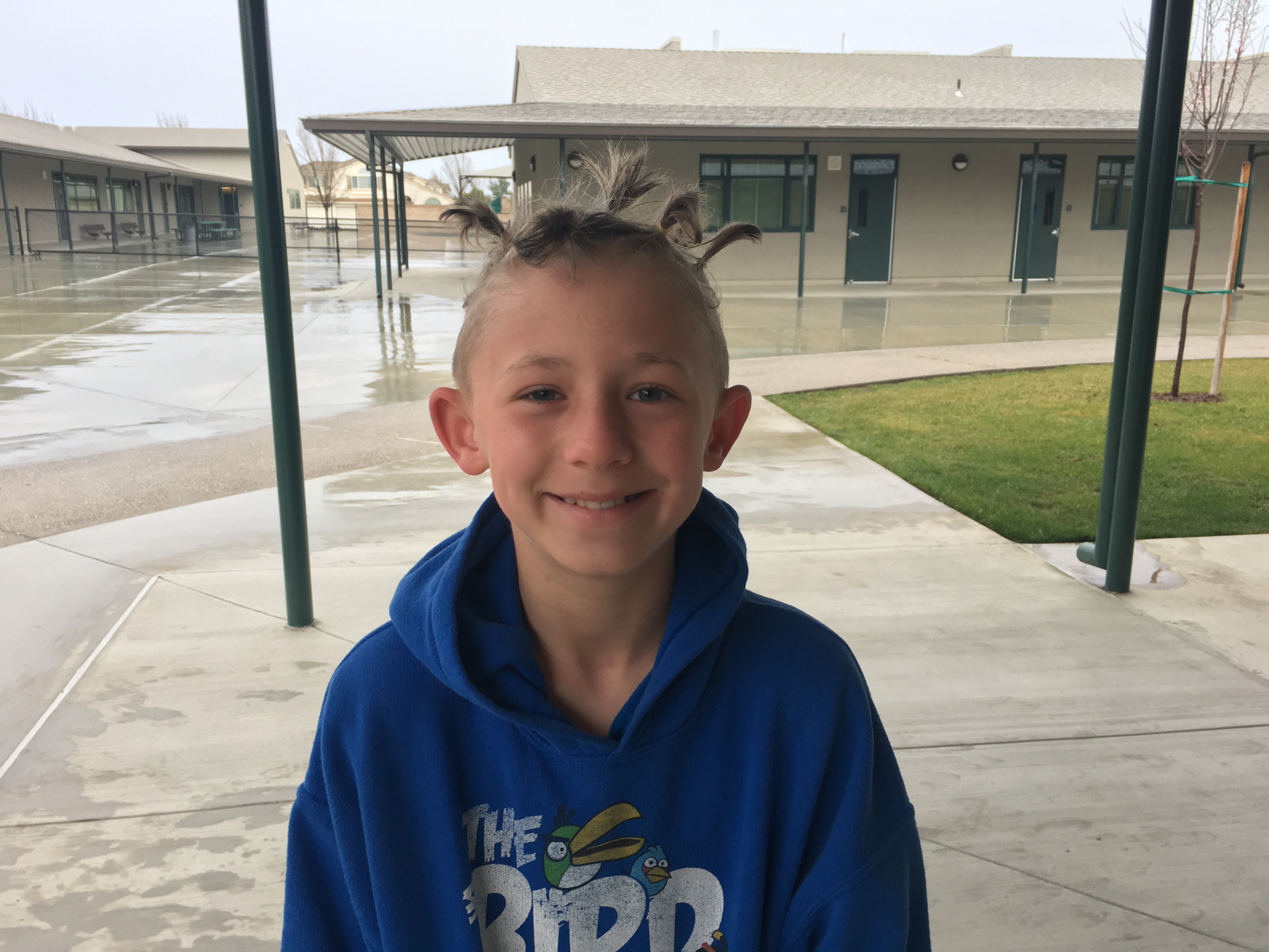 The students showing up their crazy hair-do's