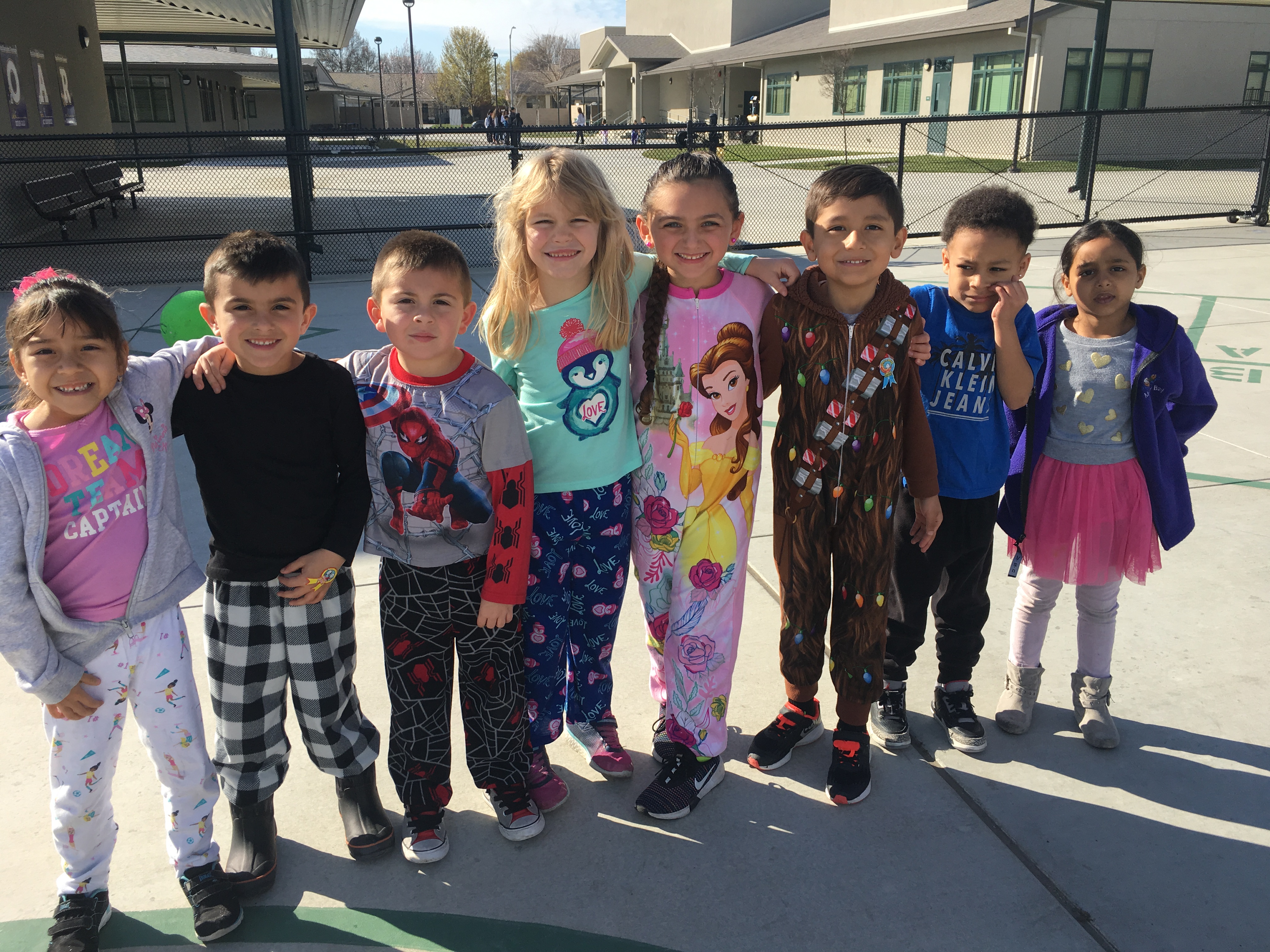 The students coming to the school in their pijamas