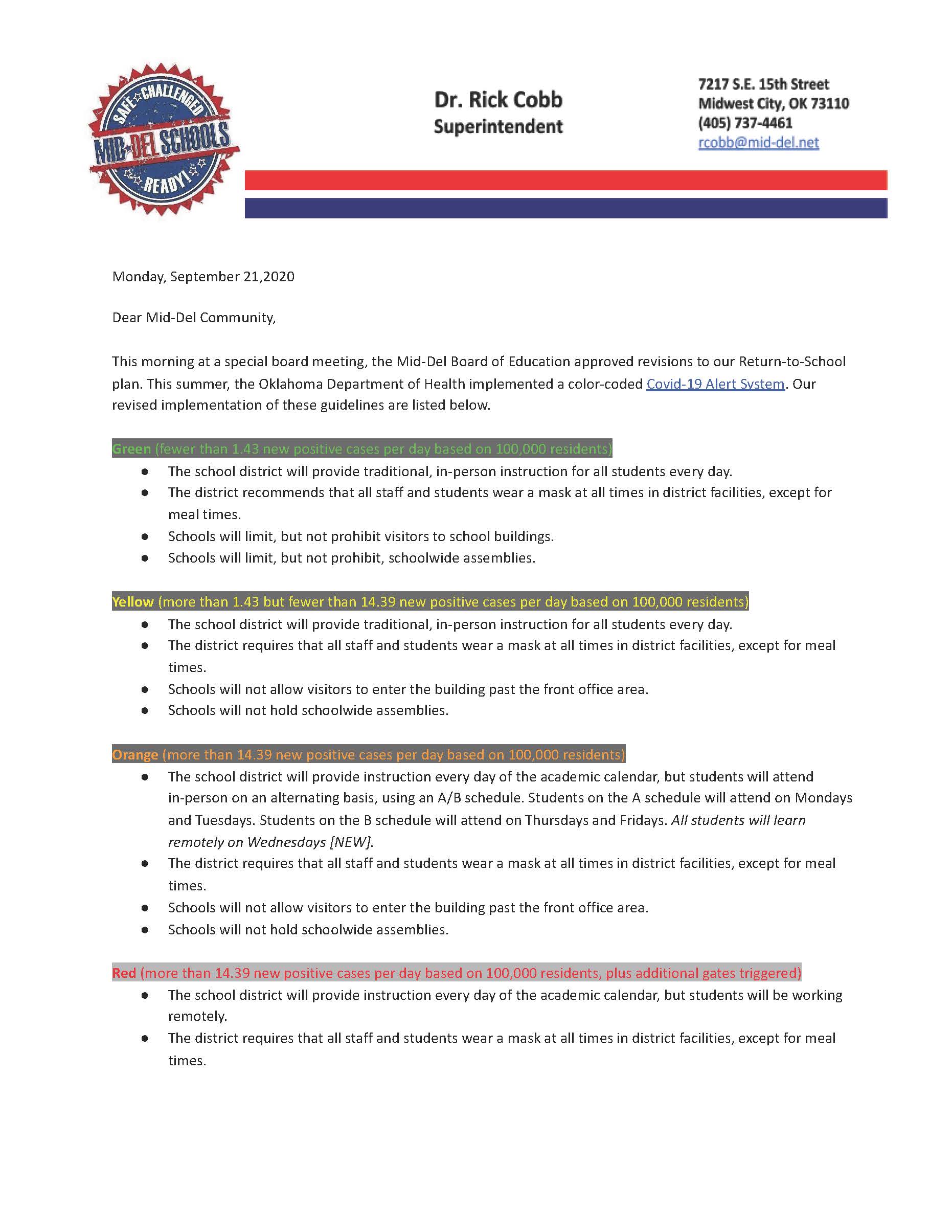 Dr. Cobb's letter 9-21-2020 Update