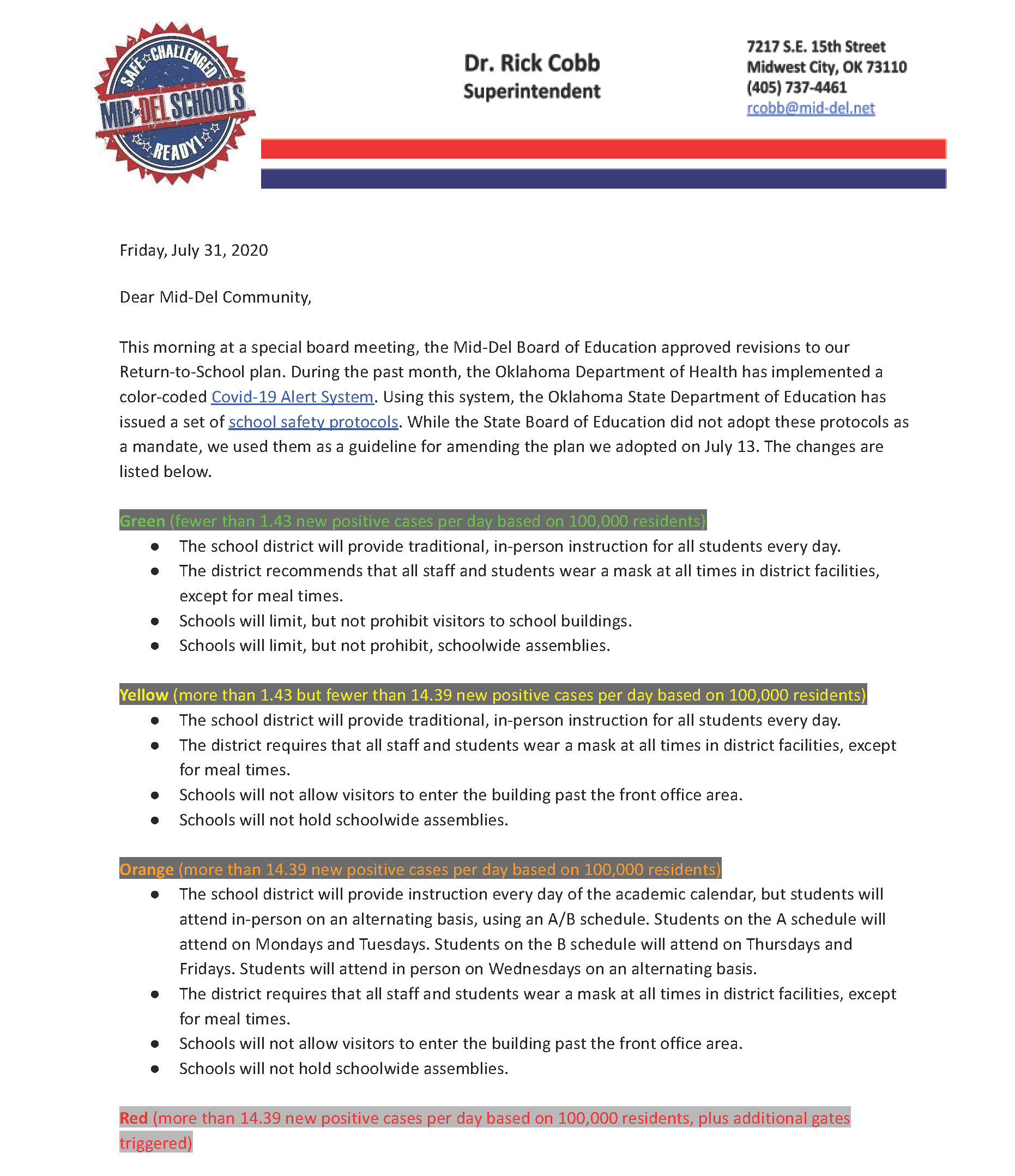 Dr. Cobb's Letter
