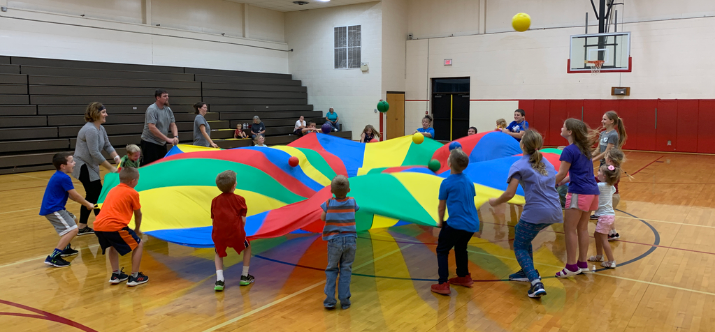 Parachute activity in gym class