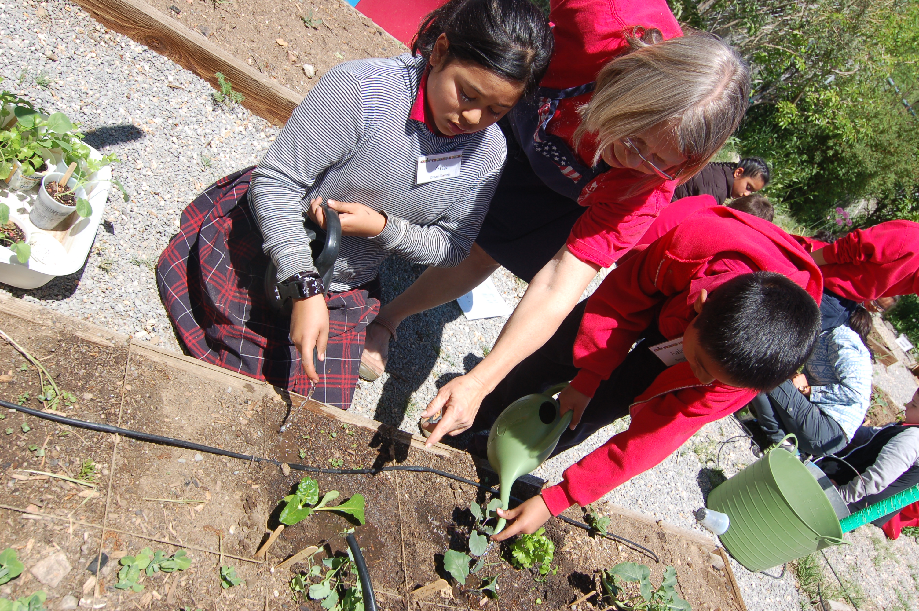 students gardening