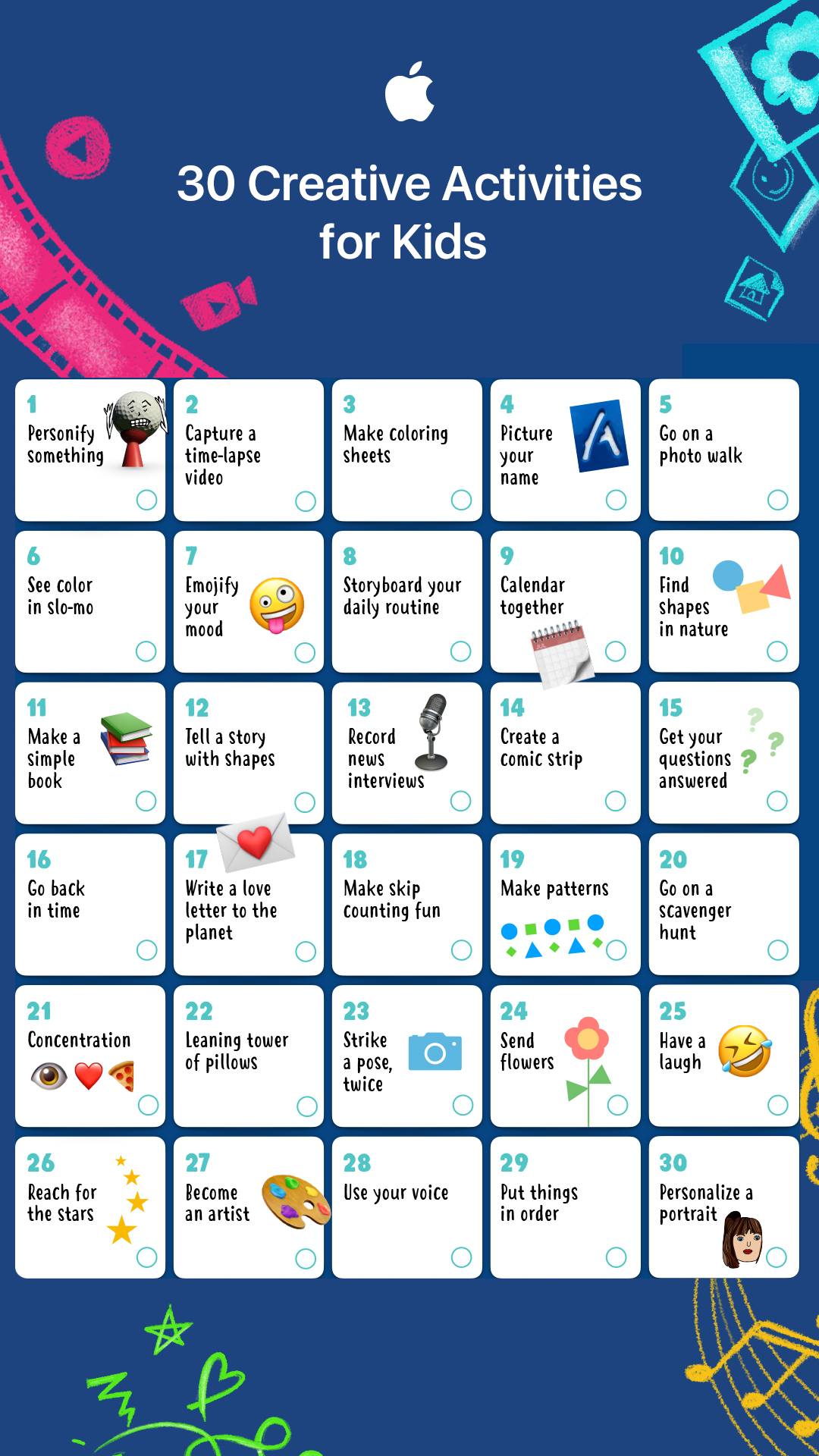 Creative activities 1-10 for kids to make with iPads