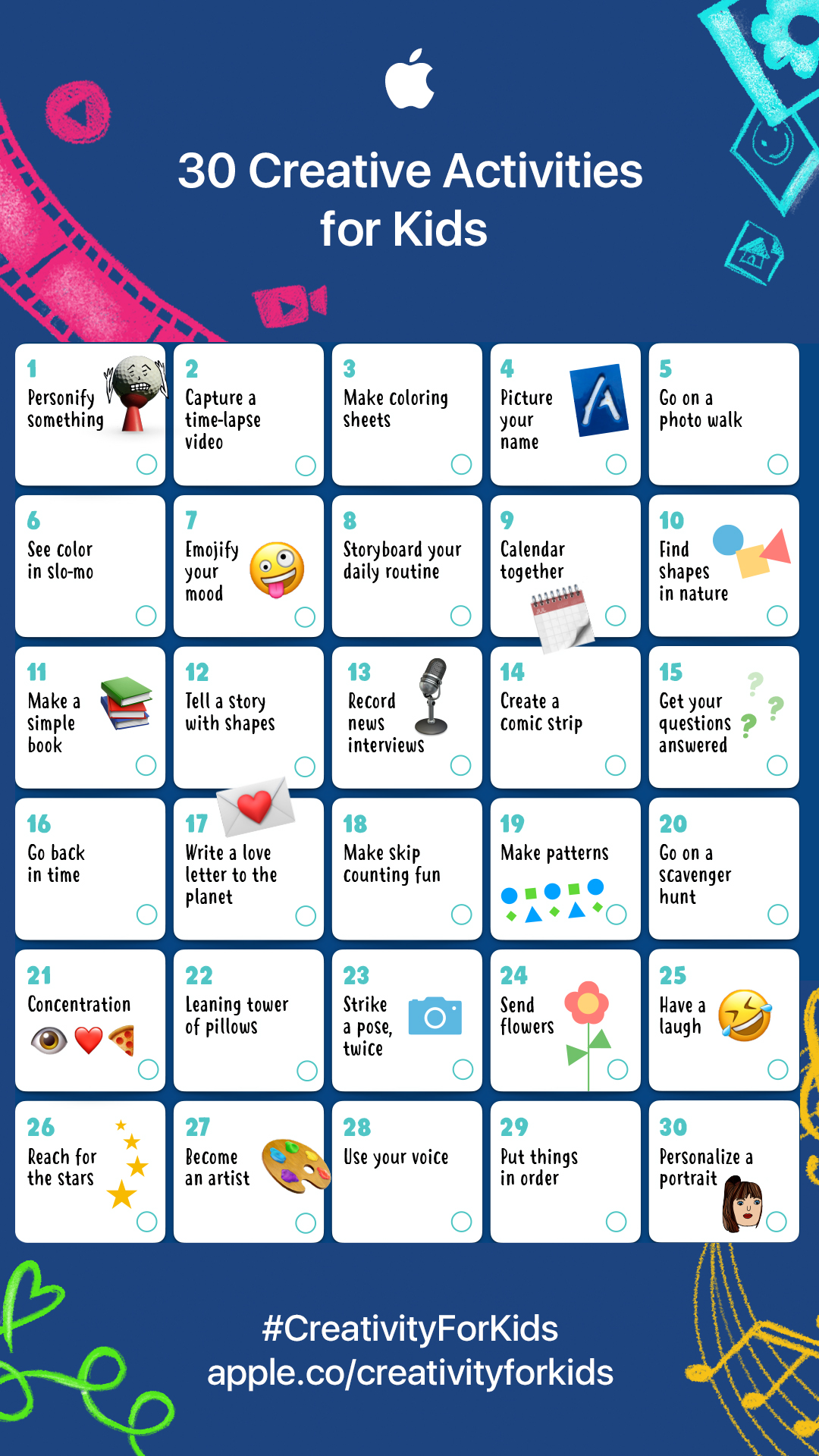Creative activities 1-10 for kids to make with iPads