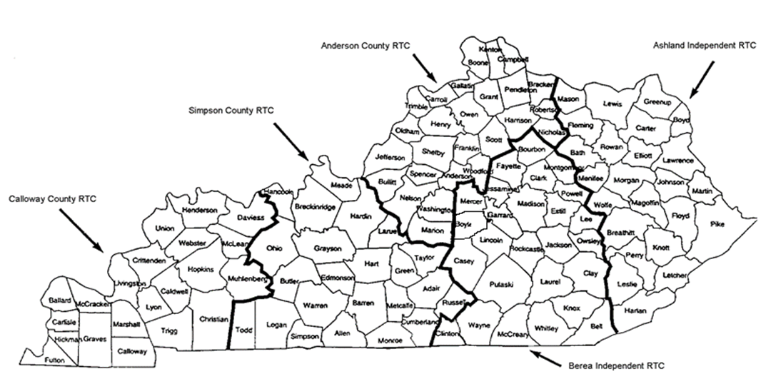 MAP OF KENTUCKY RTC'S
