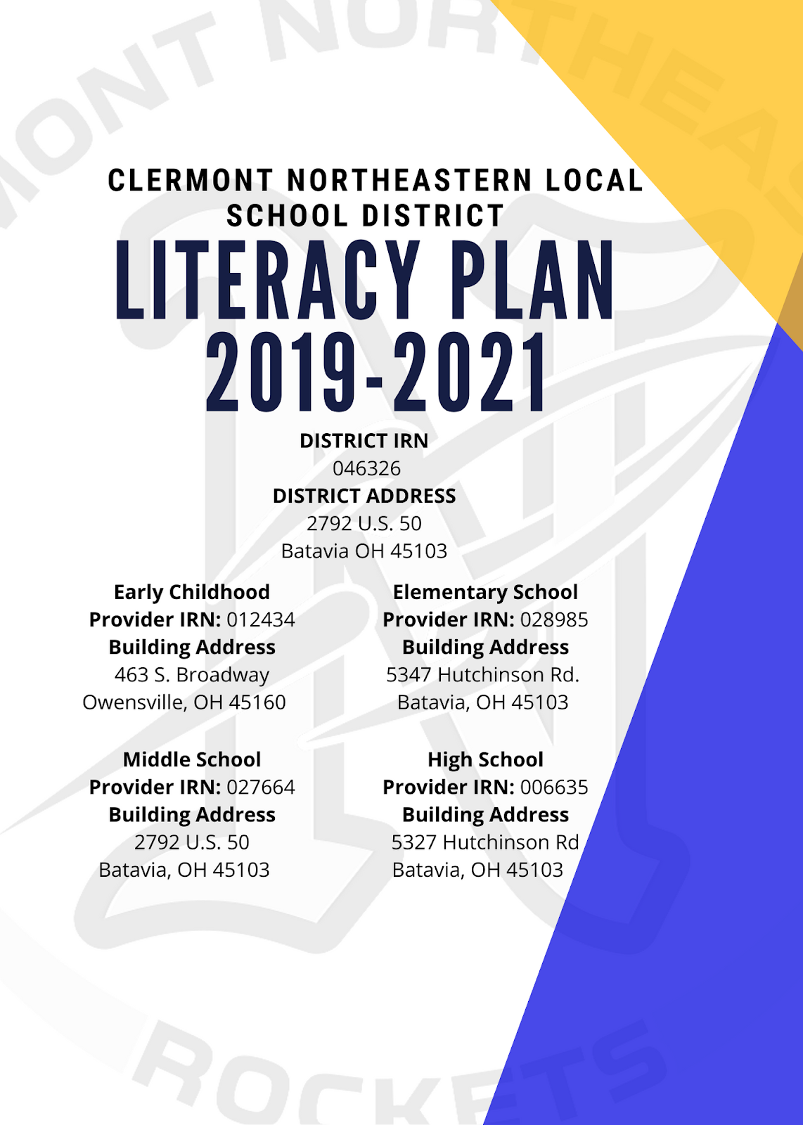 LITERACY PLAN 2019 - 2021