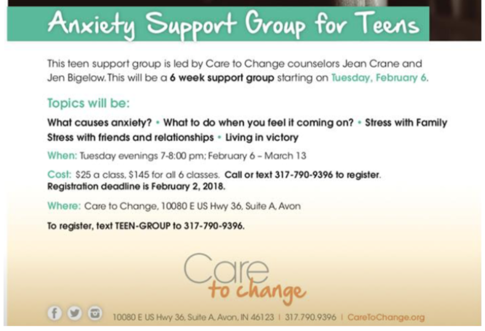 anxiety support group for teens