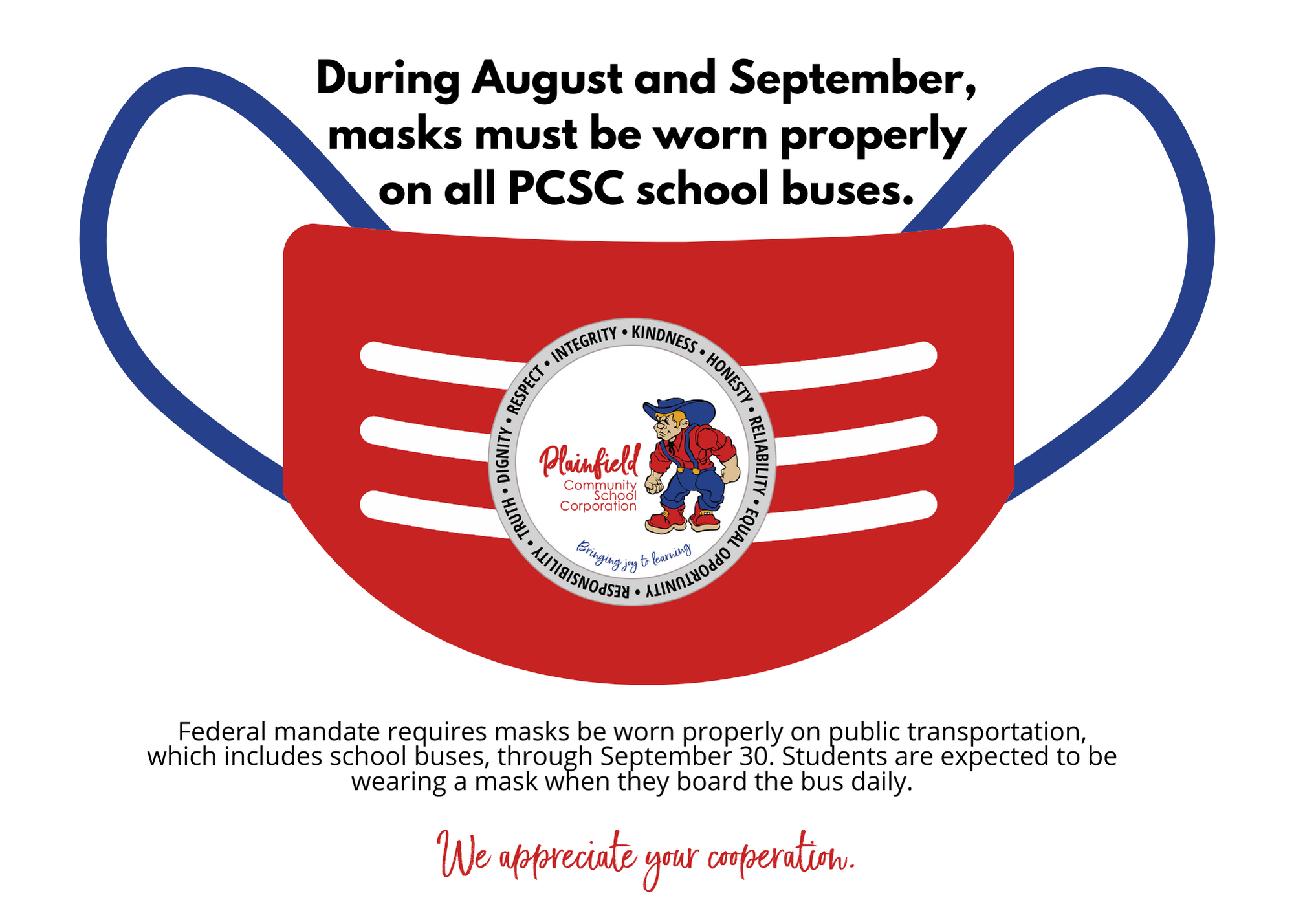 Masks are required on school buses, based on federal mandate