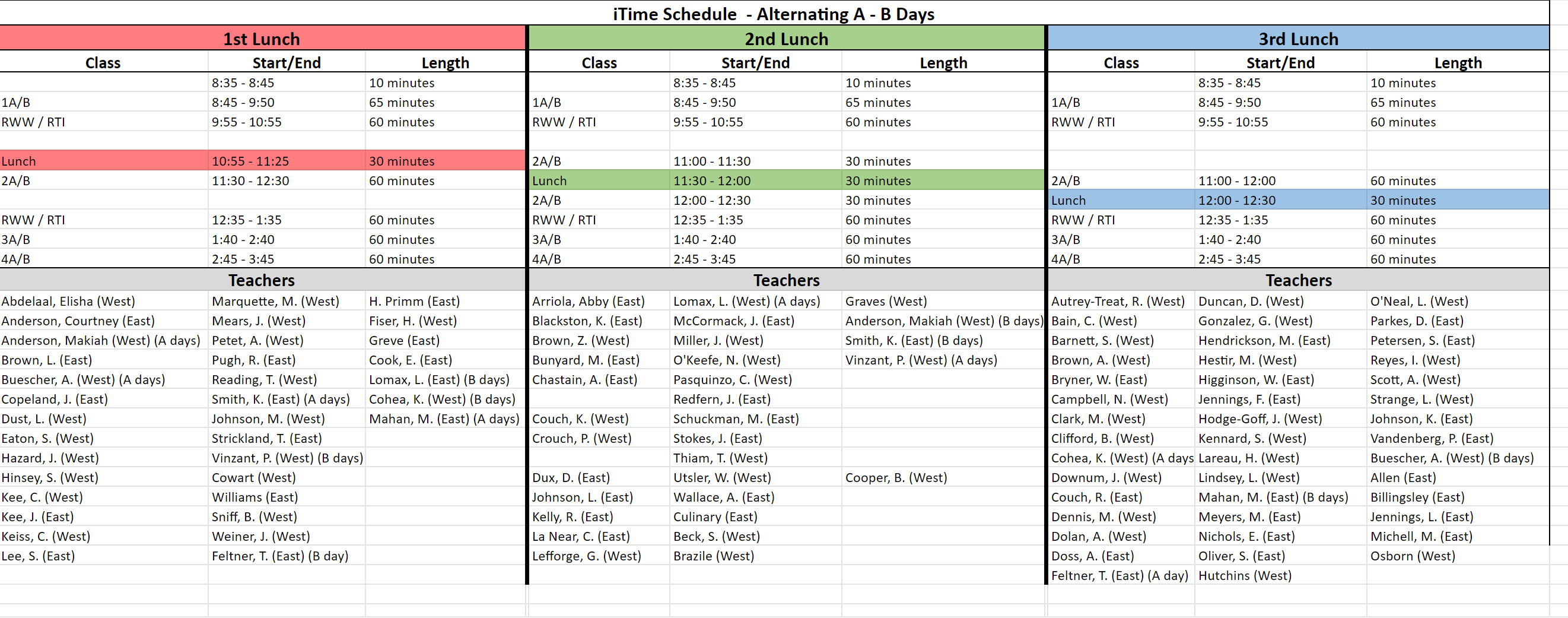 schedule