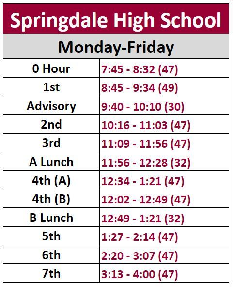 Springdale High School - Schedule