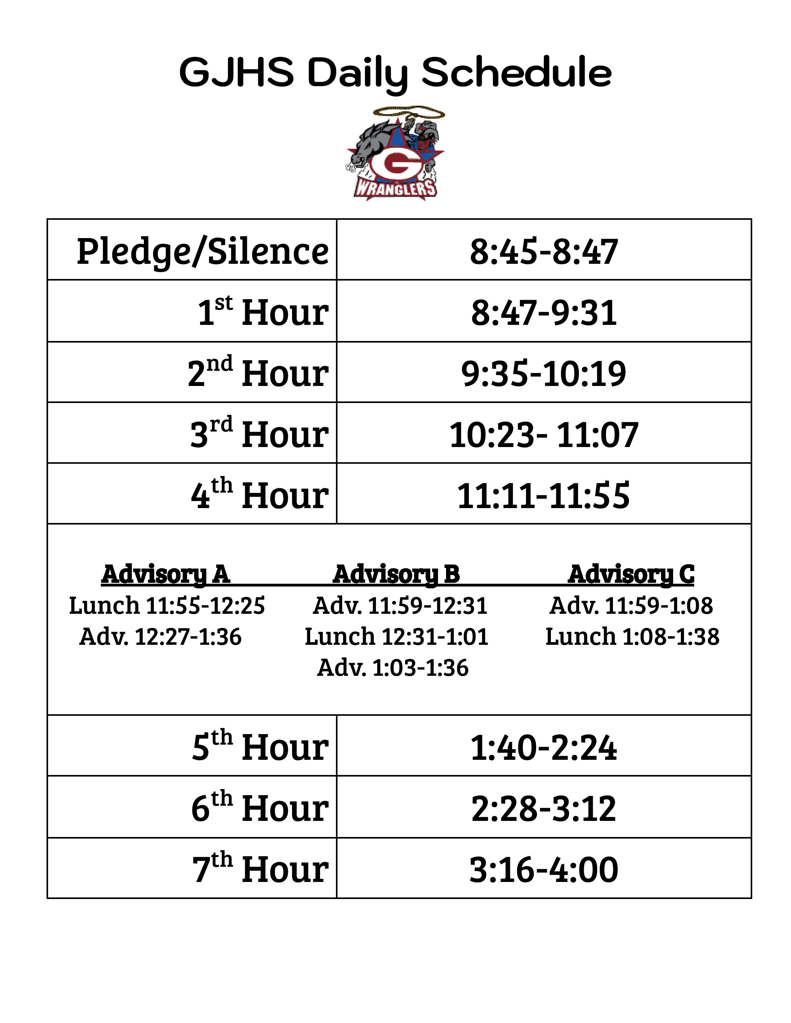 Attendance & Bell Schedule Junior High School