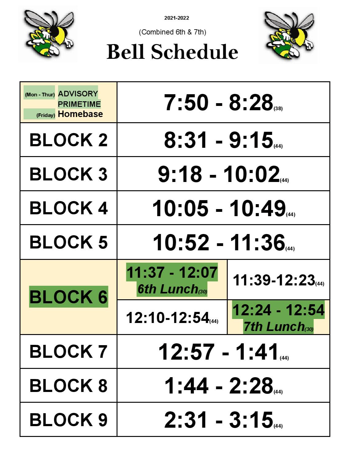 Bell Schedule