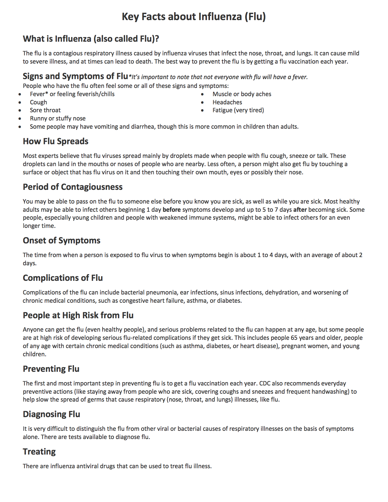 KEY FACTS ABOUT INFLUENZA