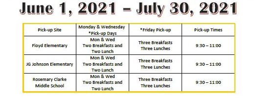 Pahrump Summer Schedule