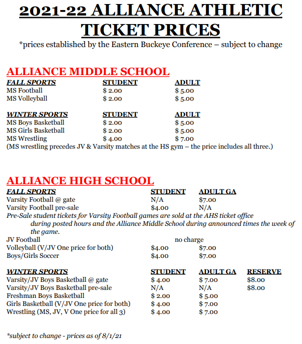 21-22 ticket prices