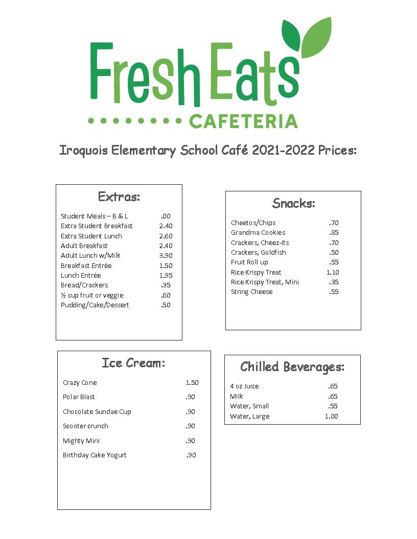 IES a la carte menu
