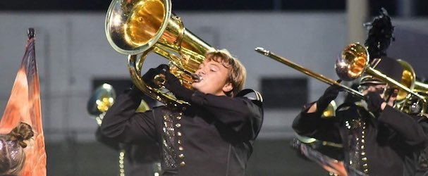 Marching band performing
