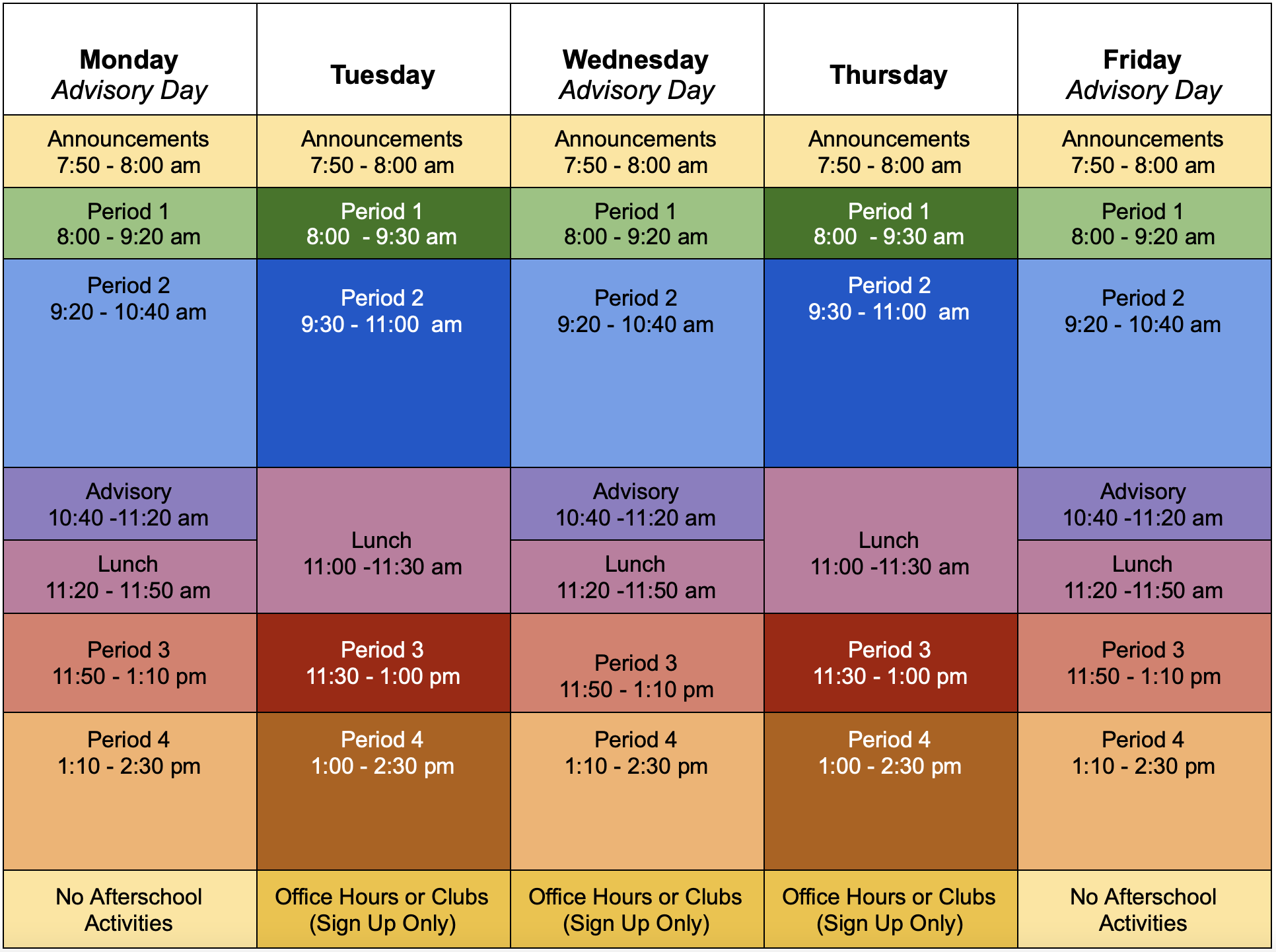 Daily HS Schedule