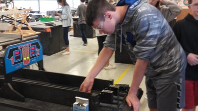 A photo of a student working on a project
