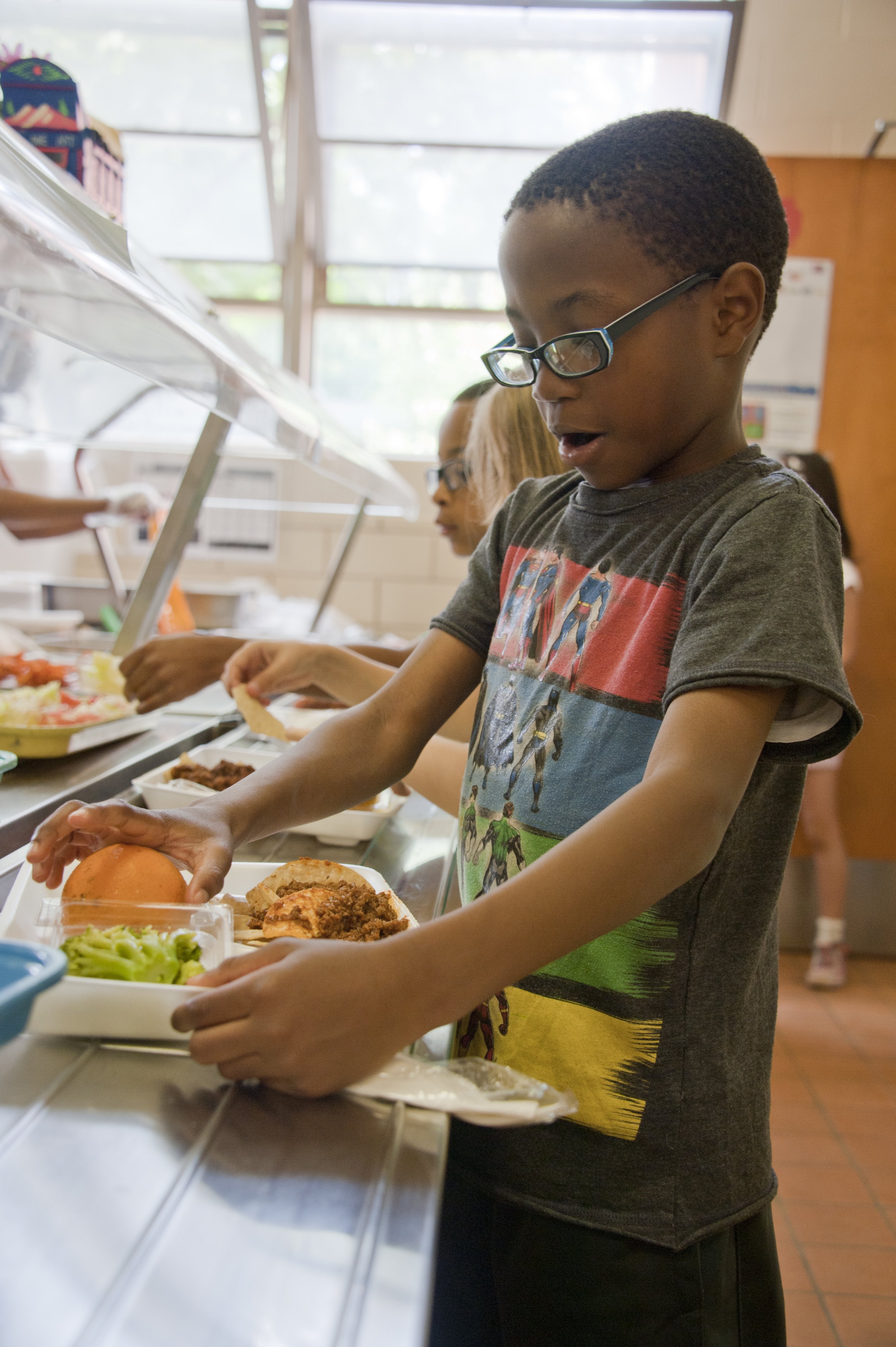 Boy on cafeteria