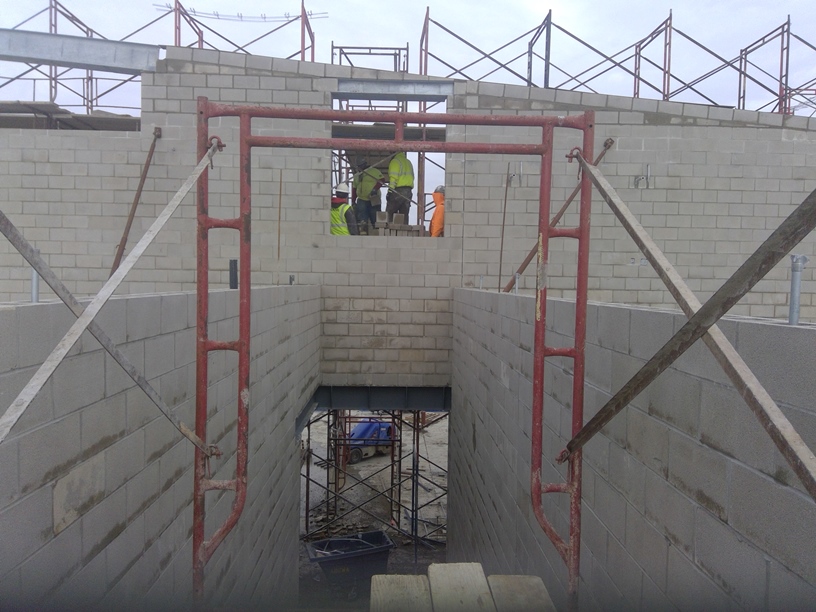 Photo of the Stairwell inside the building facing north.