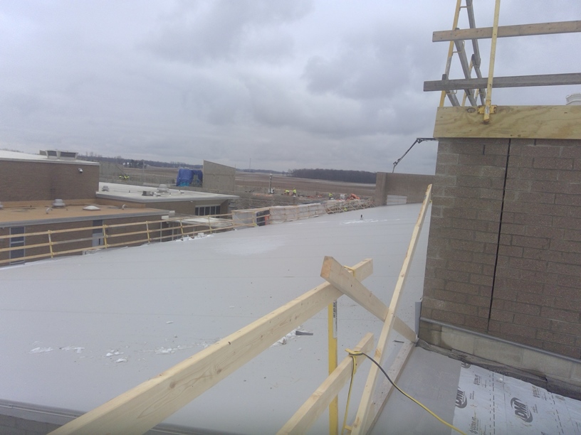 Photo of the roof over the band room and media center.