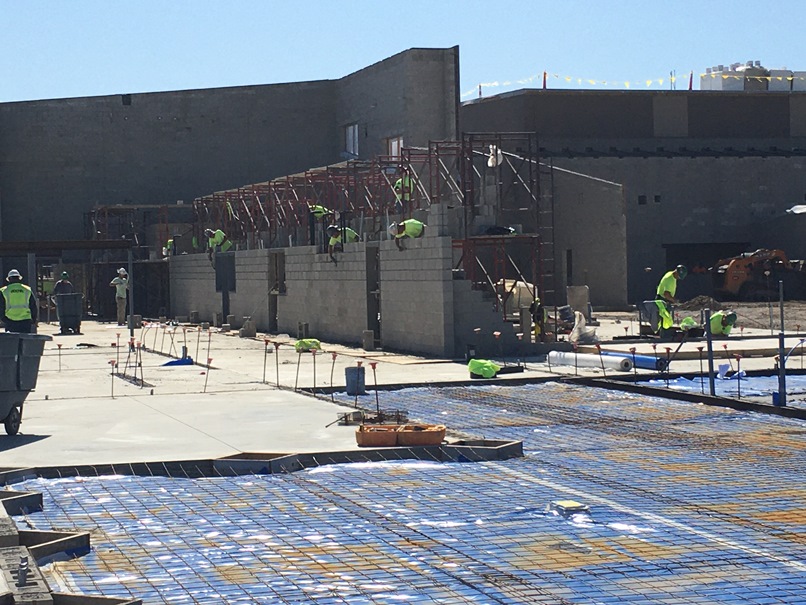Photo of the Art room and science room doors taking shape.