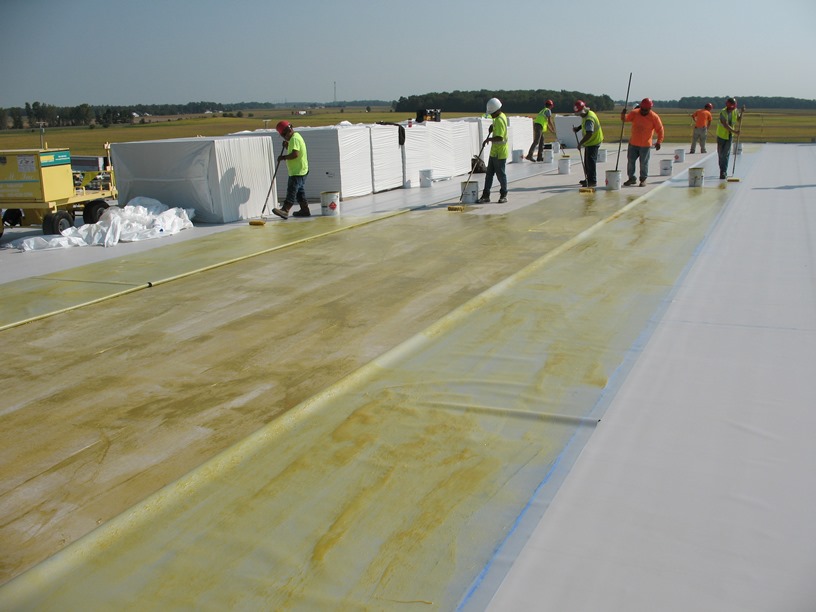 Photo of the Gym roof system being installed.