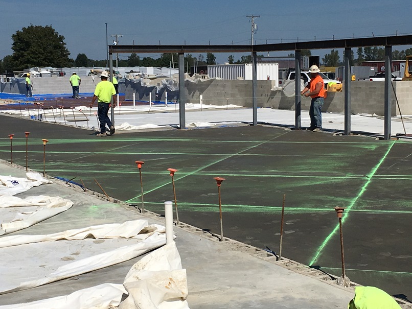 Photo of the process of getting ready to cut the concrete for hallways and extended learning areas.