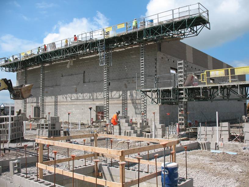 Photo of the east wall of the gym.