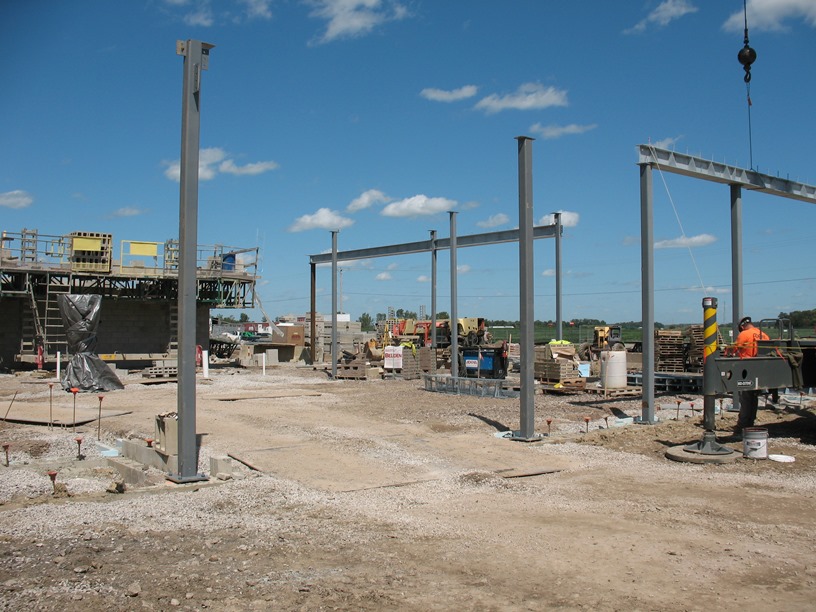 Photo of the Girders on the new high school office and front entrance.