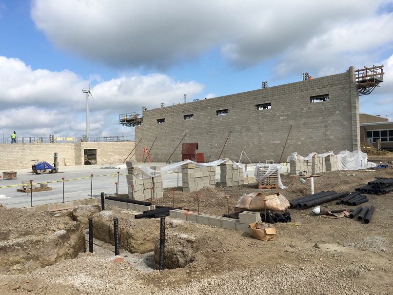Photo of the North wall of the new gym.