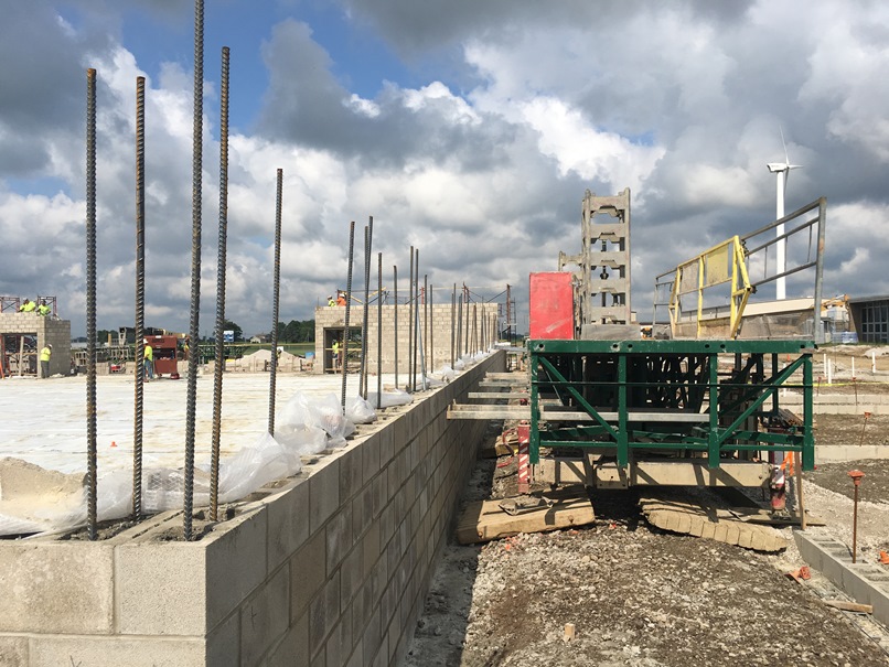 Photo of the north wall of the new gym.