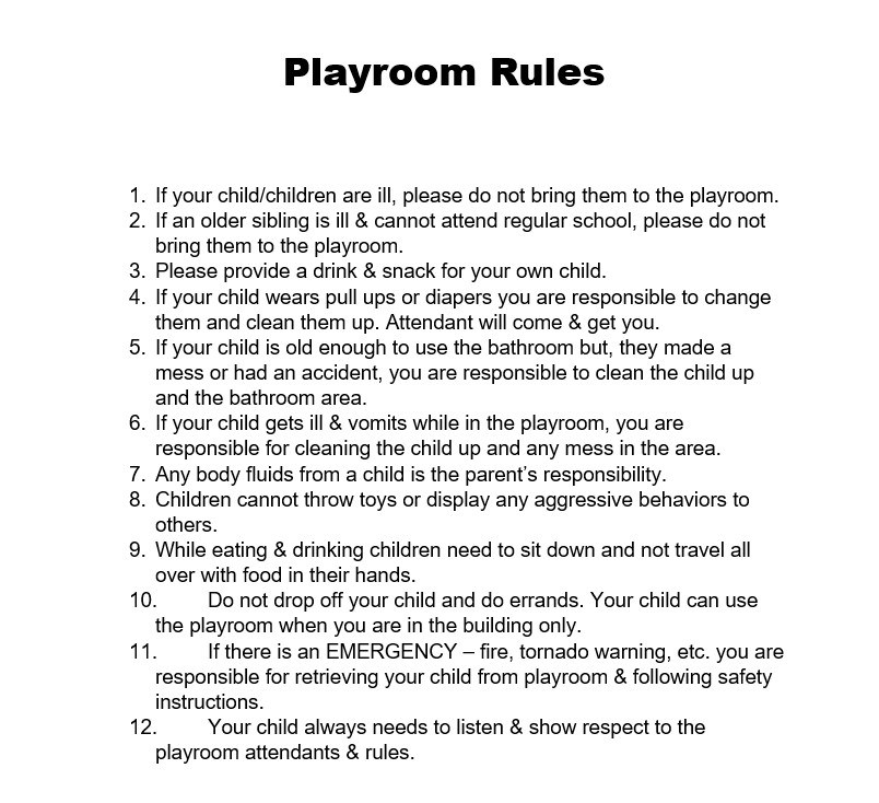Playroom Rules