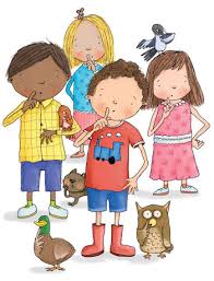 A drawing of school kids