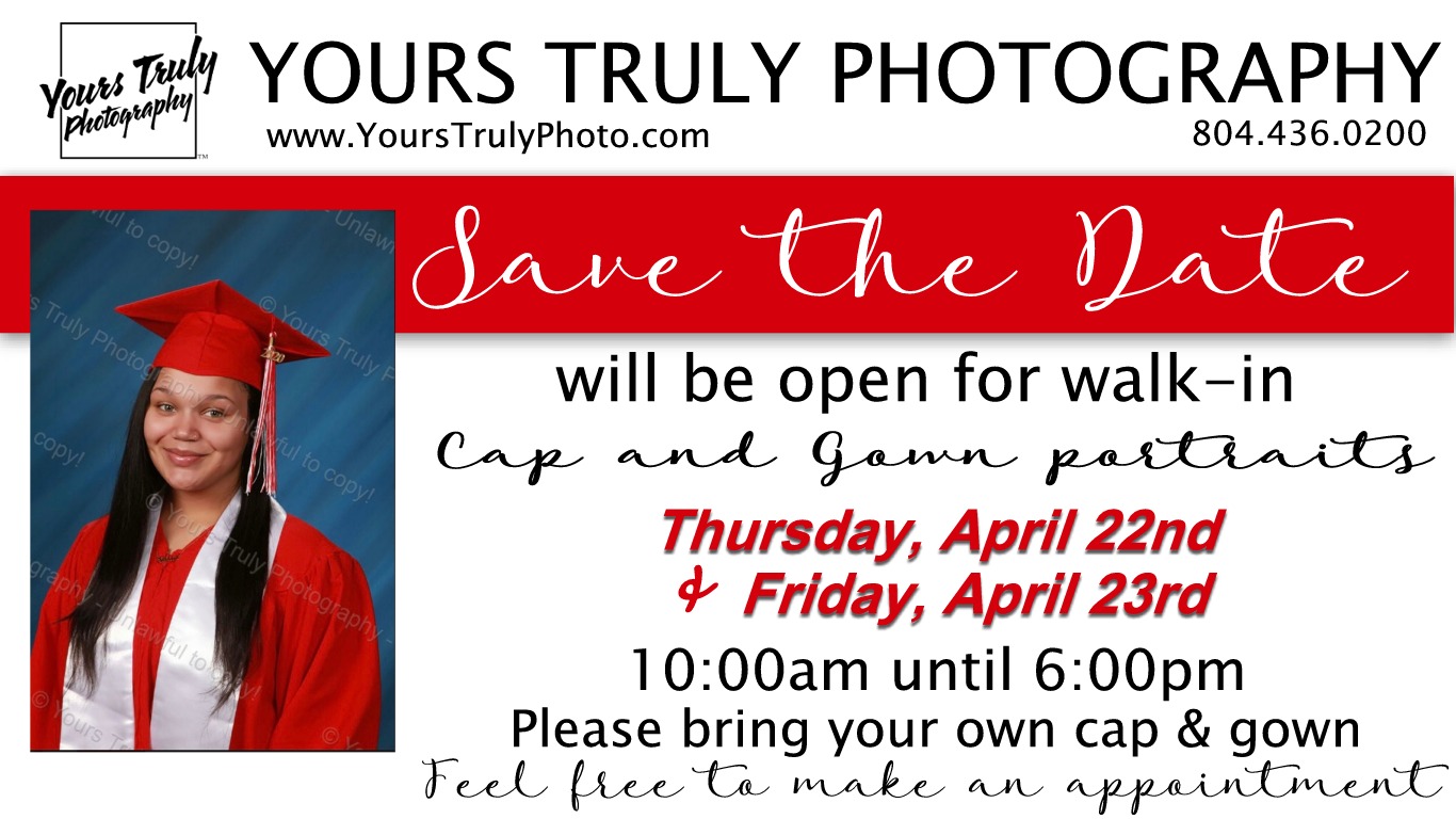 Cap and Gown Picture announcement