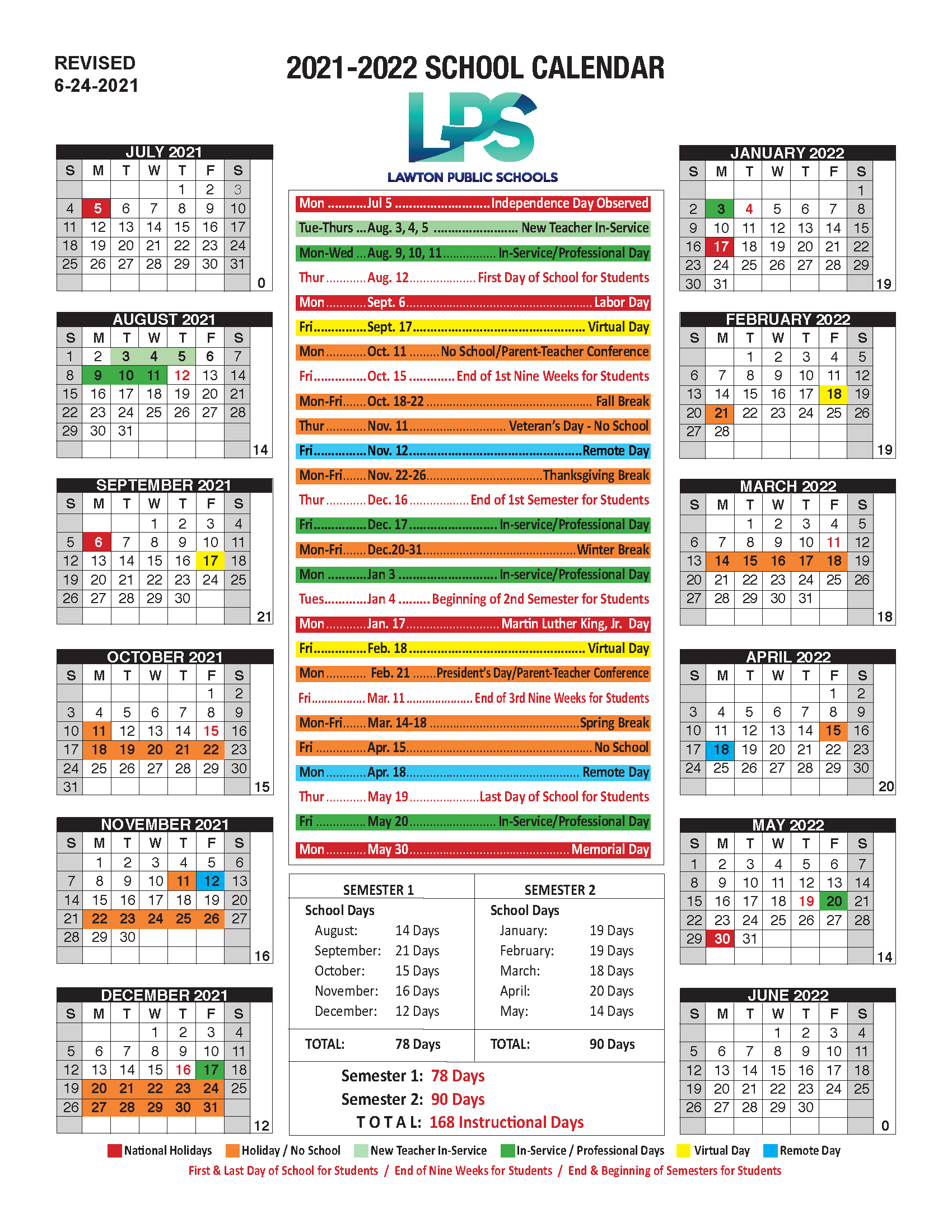 School Calendar Hours Lawton Public Schools