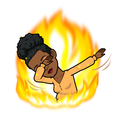 Emoji dabbing with fire around