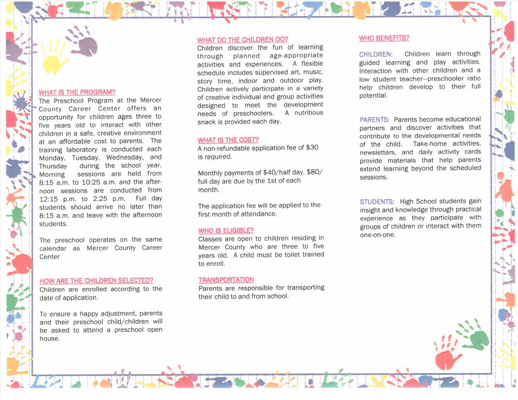 Preschool Program Brochure Back part