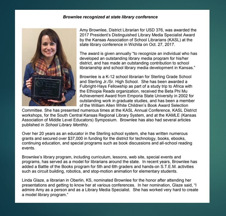 Article of Amy Brownlee