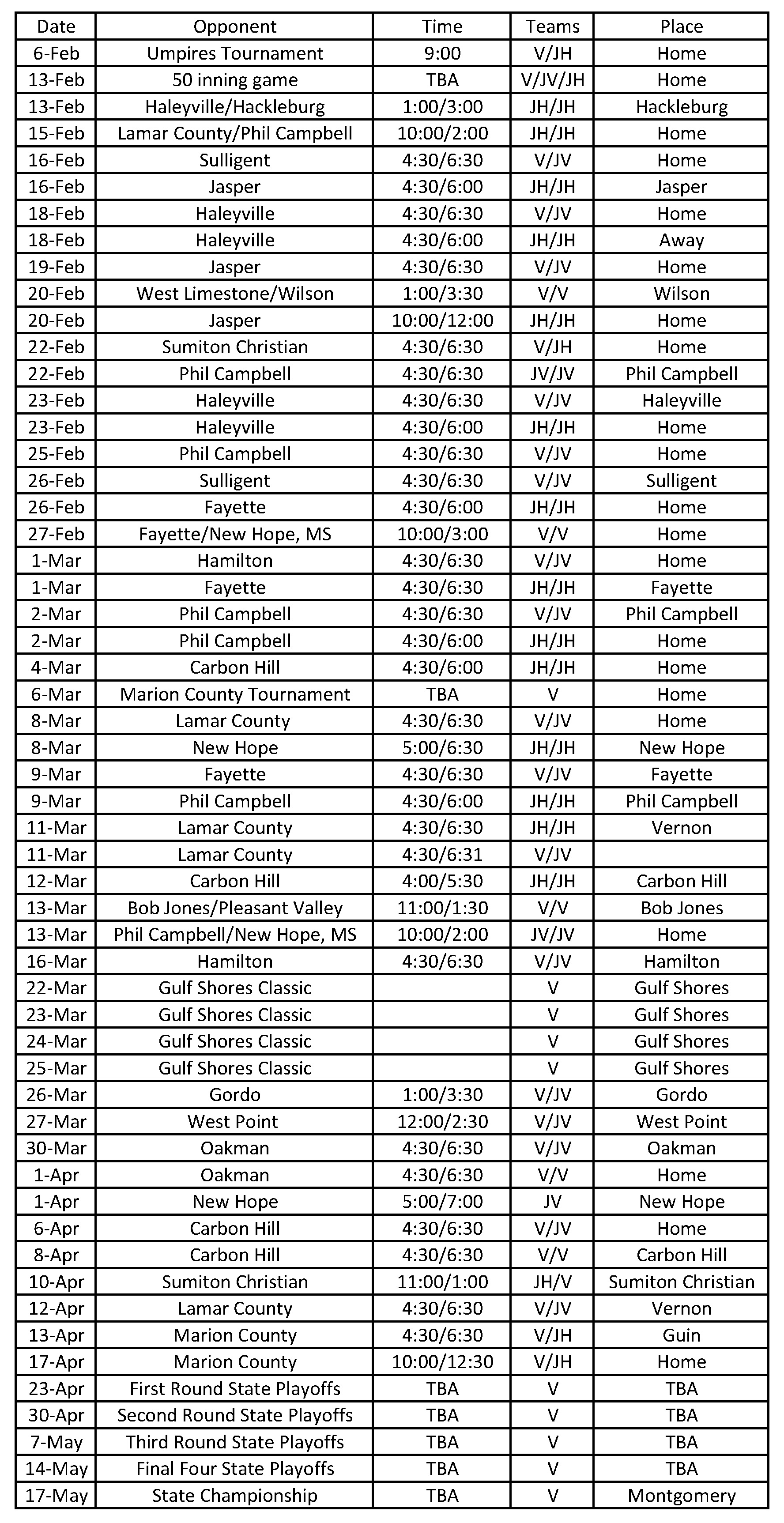 schedule